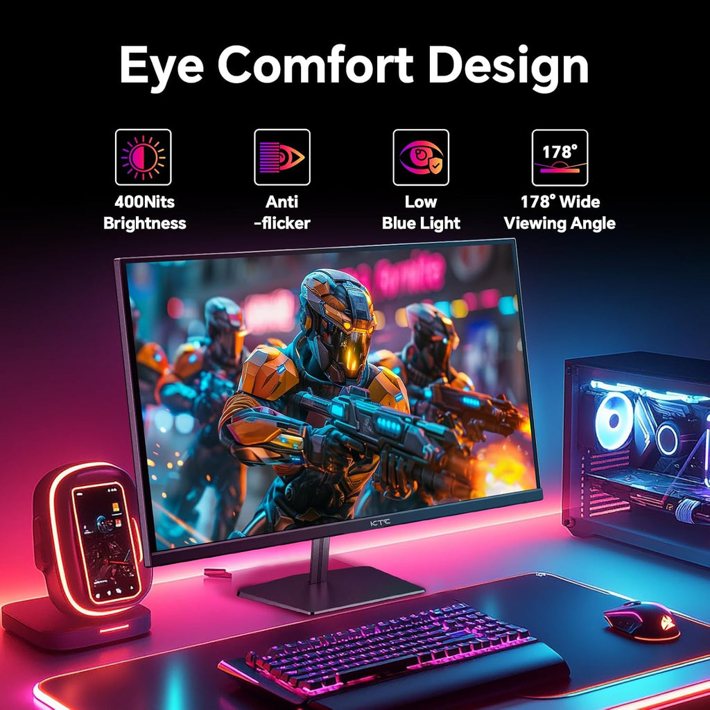 KTC 24.5 inch 400Hz 240Hz Gaming Monitor | Fast IPS 1ms | FHD 1080P Monitor | HDR 400 128% sRGB | HDMI x2, DP x2 |Tilt Adjustability Silver-Gray VESA 360Hz Monitors H25X7
