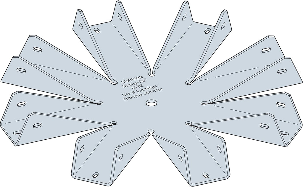 Simpson Strong-Tie GT8Z GT ZMAX Galvanized 18-Gauge Gazebo Tie for 8-2x Rafters, Center