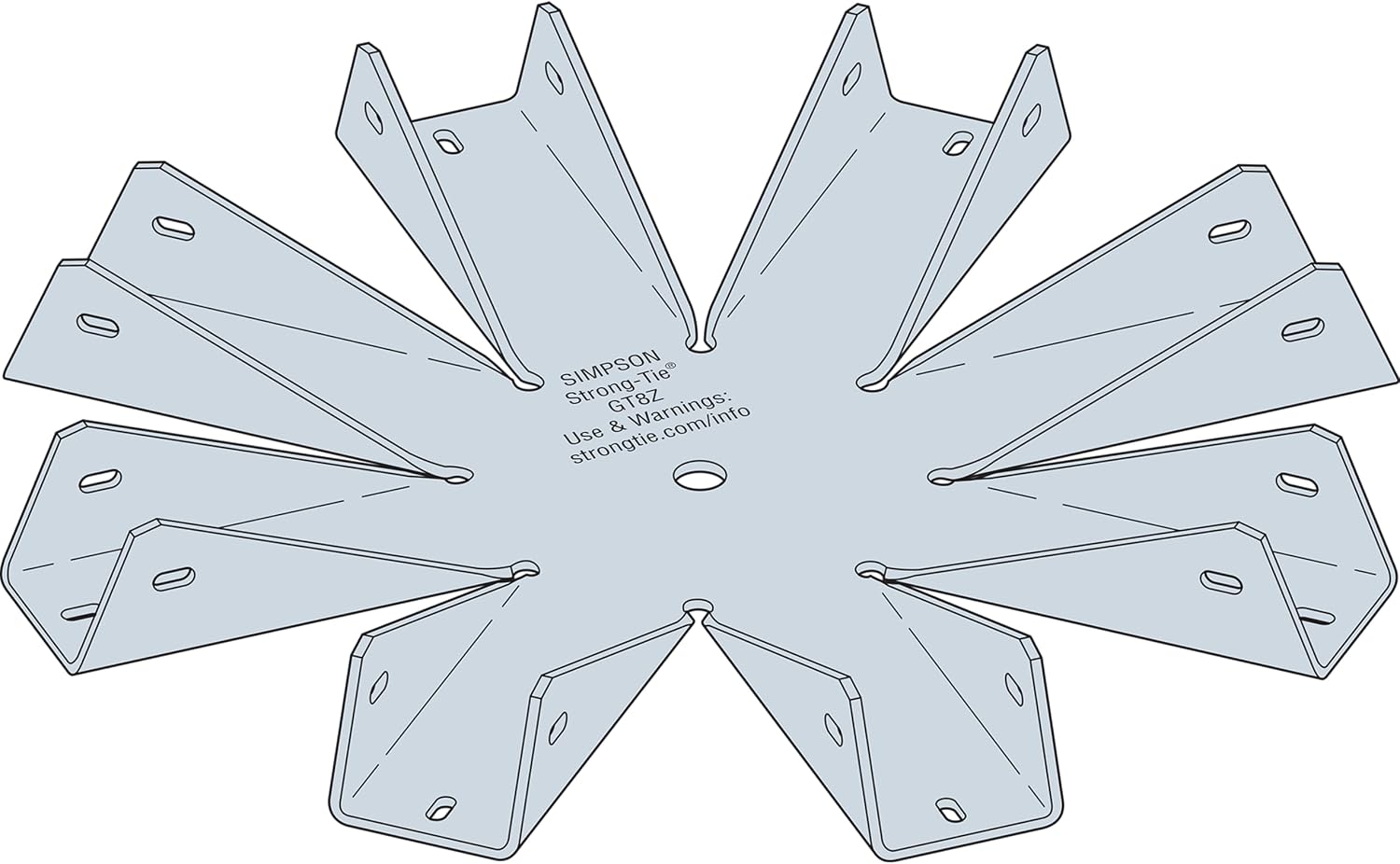 Simpson Strong-Tie GT8Z GT ZMAX Galvanized 18-Gauge Gazebo Tie for 8-2x Rafters, Center