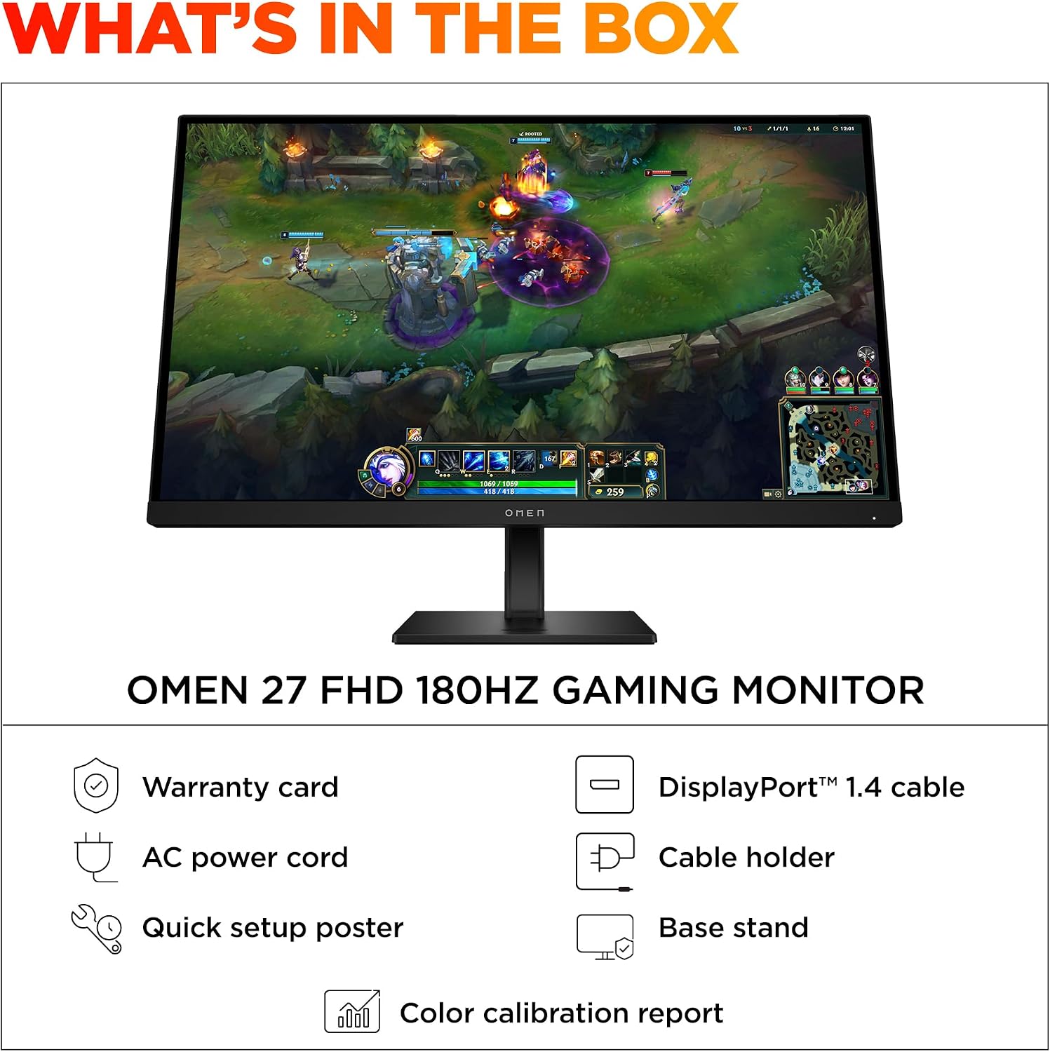 HP OMEN 27 inch FHD 180Hz Gaming Monitor, Quad HD Display (1920 x 1080), IPS Panel Technology, HDR 400, 1ms GtG (with Overdrive), AMD FreeSync Technology, Black, OMEN 27 G2 (2025)