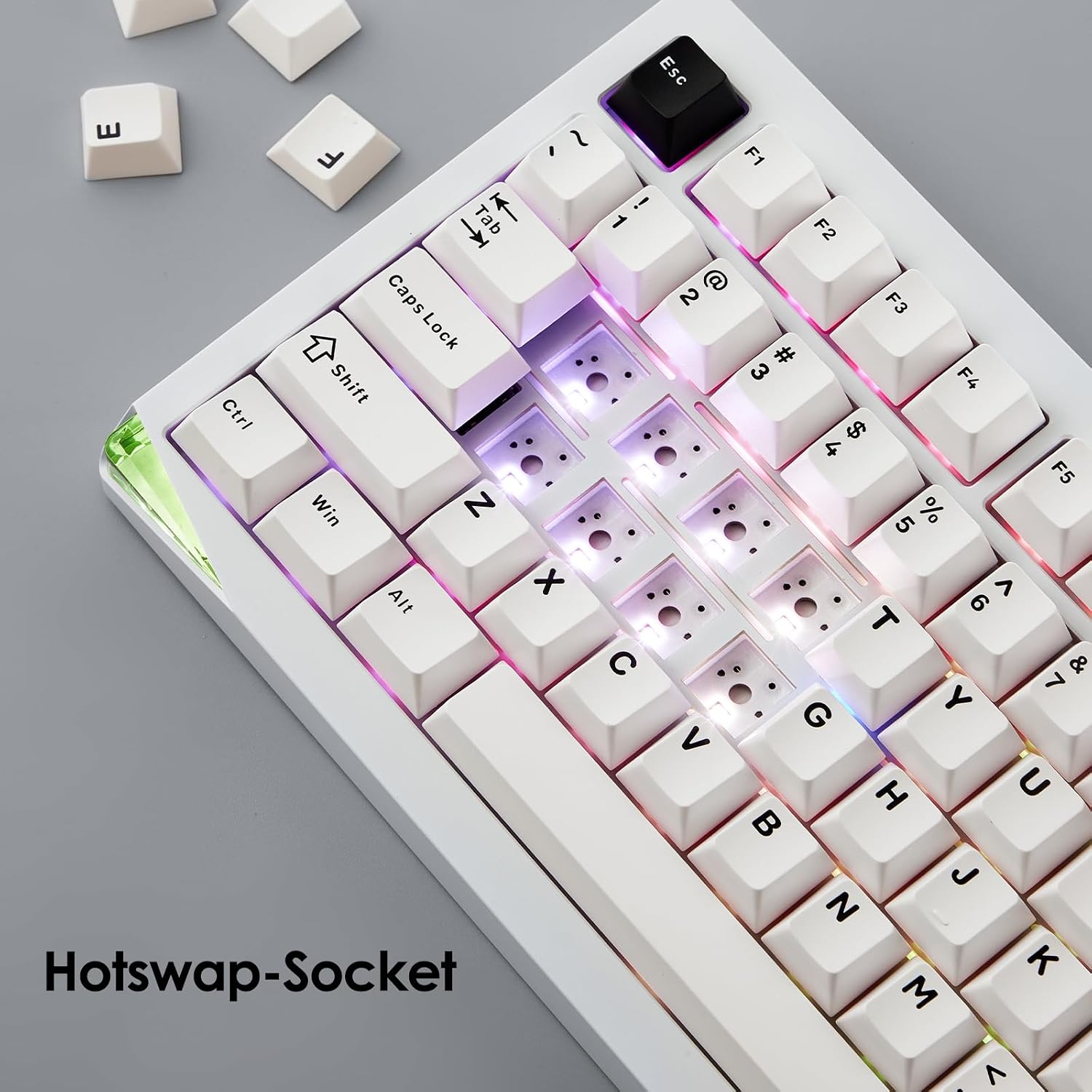 Akko Gem 02 QMK/VIA Aluminum Mechanical Keyboard Tri-Mode RGB Hot-swappable Wireless Gaming Keyboard Black on White, Pre-lubed Stellar Rose Switch