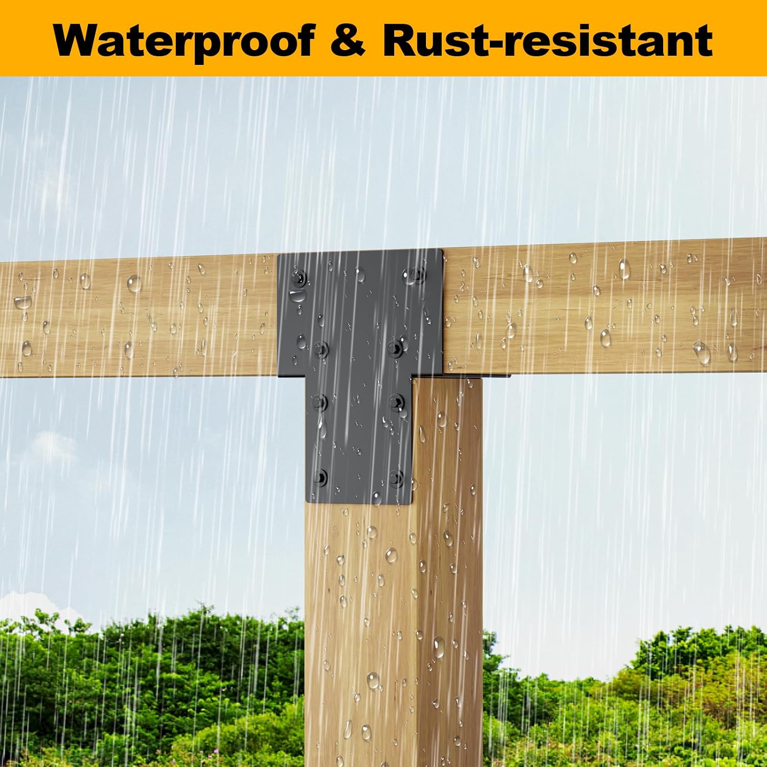 6'x 6' Post Cap Tie Rod Brackets,TROPTOLKY Heavy Duty Wood Beam Tie Rod Brackets, for Supporting Outdoor Pergolas, Gazebos, Decks and Porches,4 Pcs