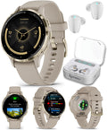 Garmin Venu 3S GPS Smartwatch AMOLED Display 41mm Watch, Advanced Wellnes and Fitness Features, Up to 10 Days of Battery, Sleep Coach, French Gray White Earbuds Bundle