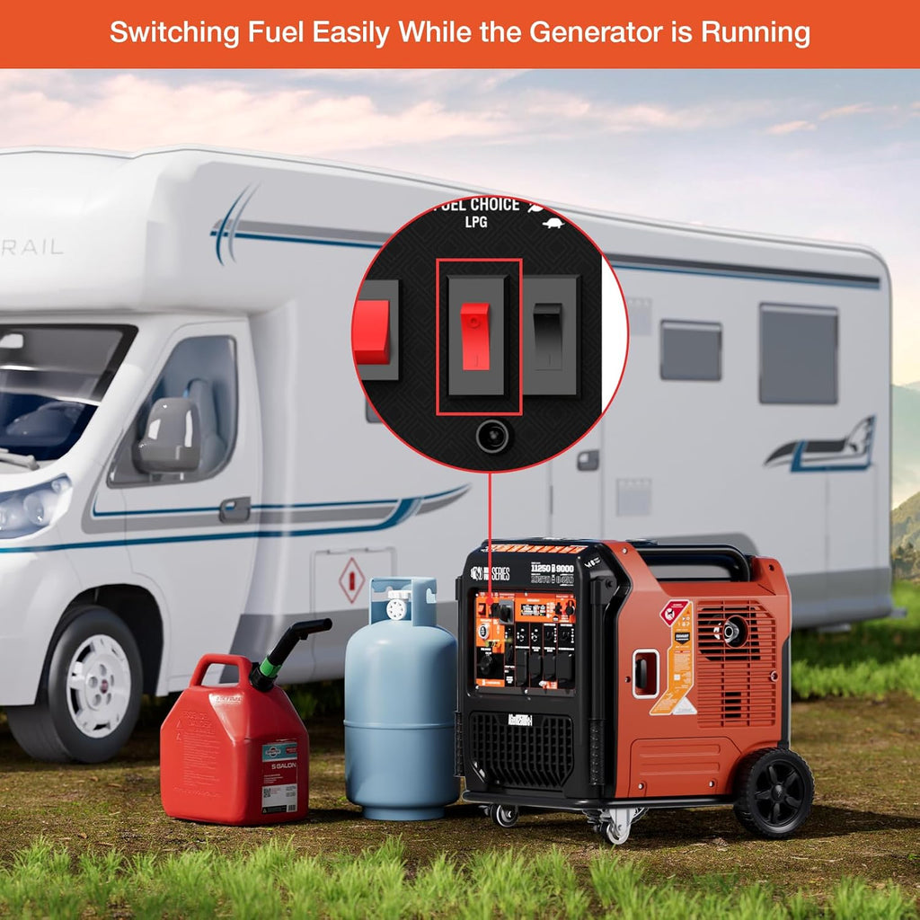 AIVOLT 11250W Dual Fuel Inverter Generator with Remote/Electric/Recoil Start, 50 AMP RV Ready, CARB Compliant 50 State Approved, Ultra Quiet Gas Propane Generator for Home Backup, Food Truck, Job Site