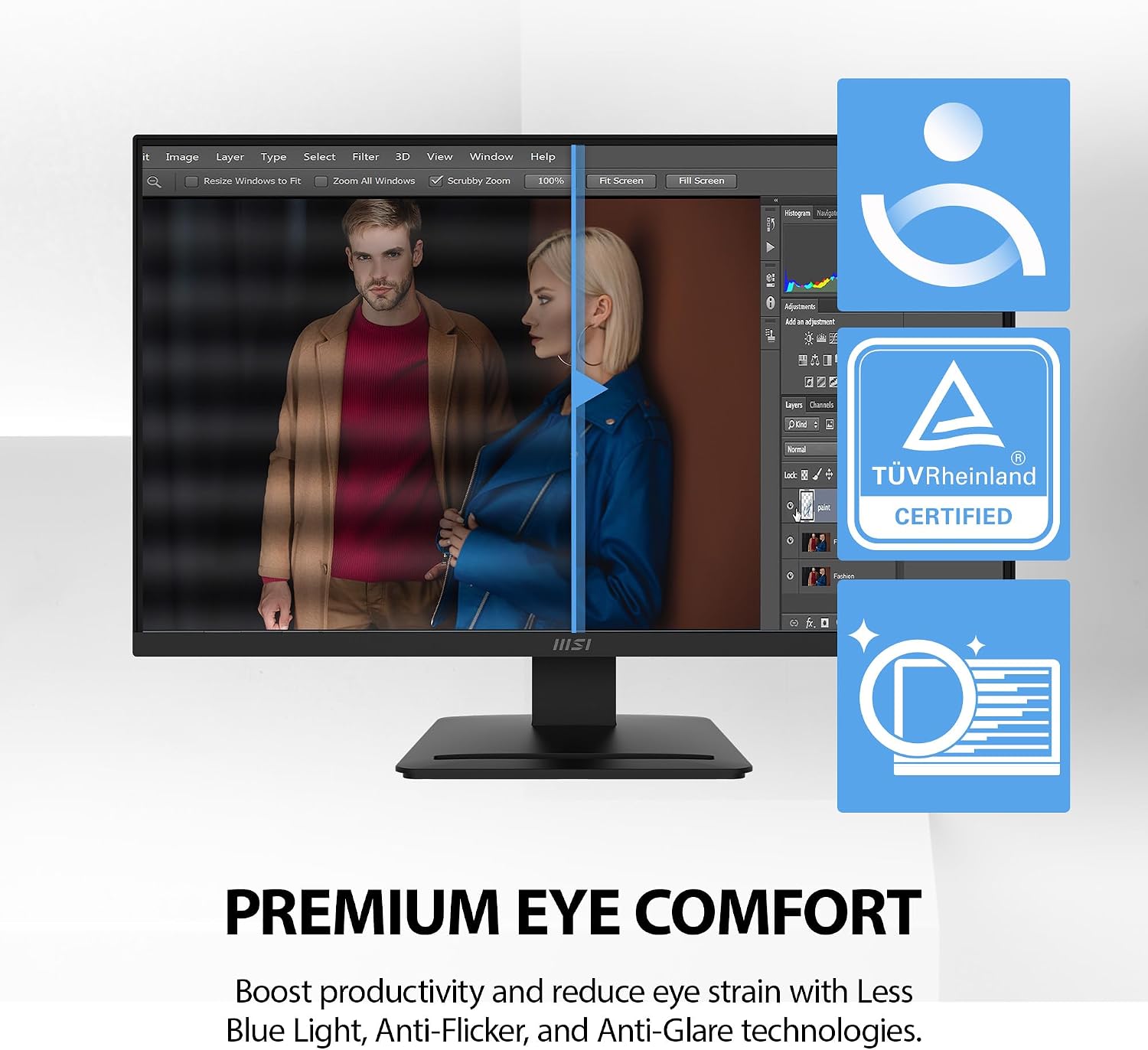 msi PRO MP273 E14A 27-inch IPS 1920 x 1080 (FHD) Gaming Office Monitor, 144Hz, Free-Sync, HDMI, DisplayPort, VGA Port, VESA Mountable, Tilt, Speaker, 4-Side Slim Bezel 1ms, Black