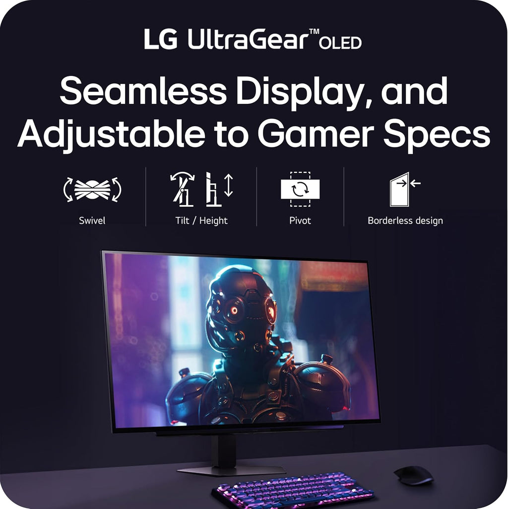 LG 27GX704A-B 27-inch Ultragear QHD (2650x1440) OLED Gaming Monitor 240Hz, 0.03ms, NVIDIA G-Sync Compatible, AMD FreeSync Premium Pro, HDR TrueBlack400, HDMI 2.1, DisplayPort, Black (Renewed)
