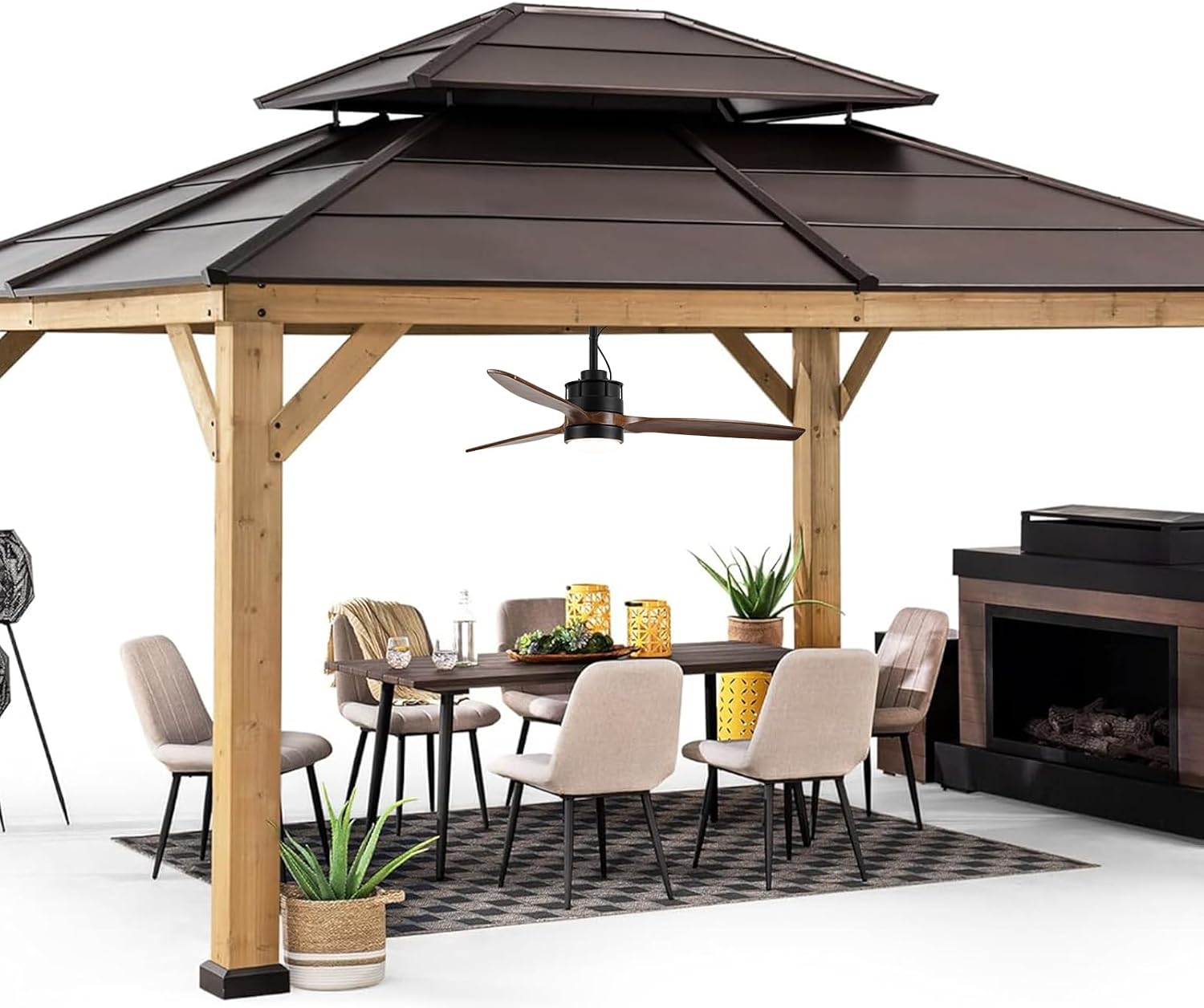 EKIZNSN 42'' Outdoor Ceiling Fans Waterproof with Light for Patios/Gazebo/Pergola, 16-feet Extension Cord Included
