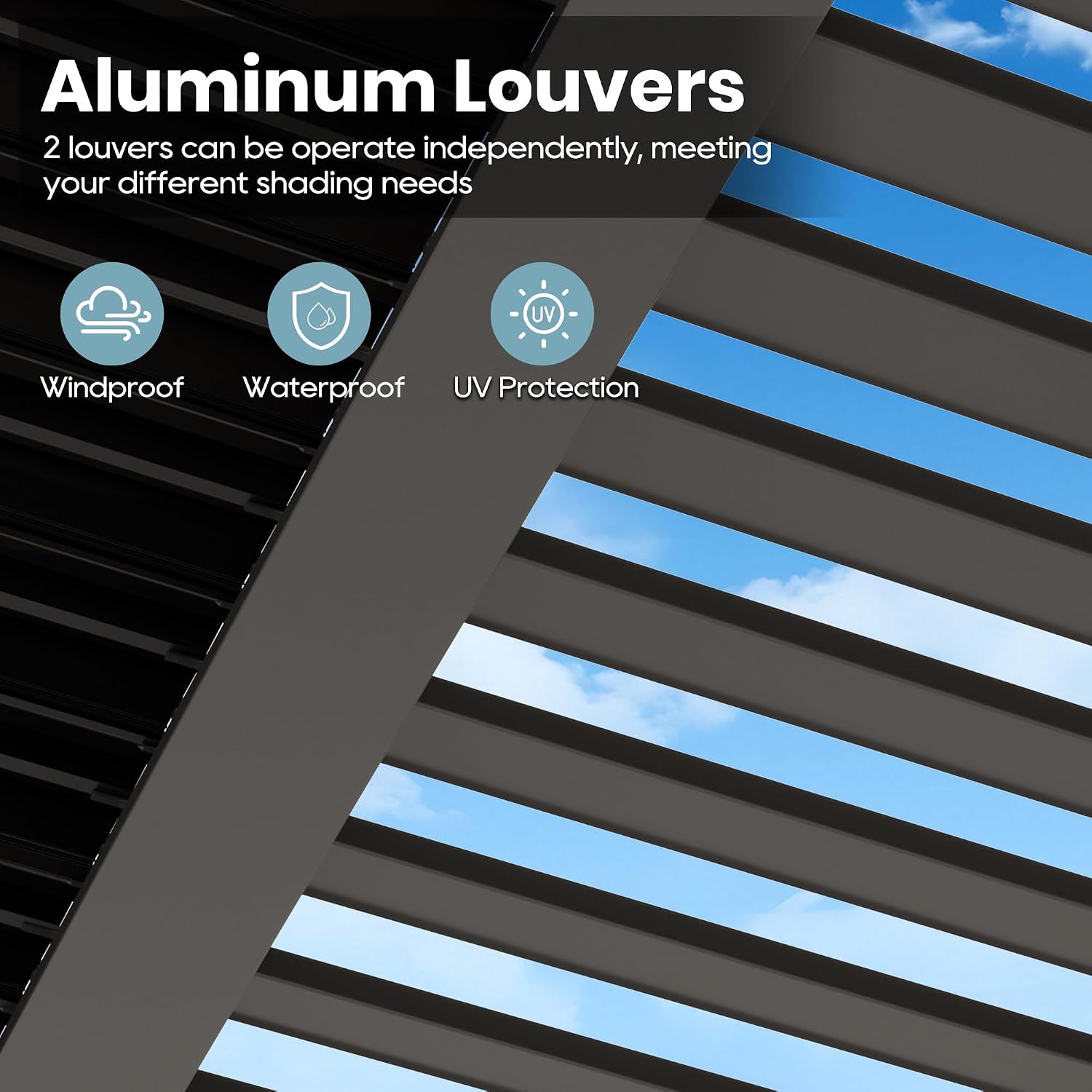 10'×13' Outdoor Louvered Pergola, Aluminum Outdoor Louvered Pergola Patio with Adjustable Roof for Outdoor Deck, Backyard, Garden (10x13FT)