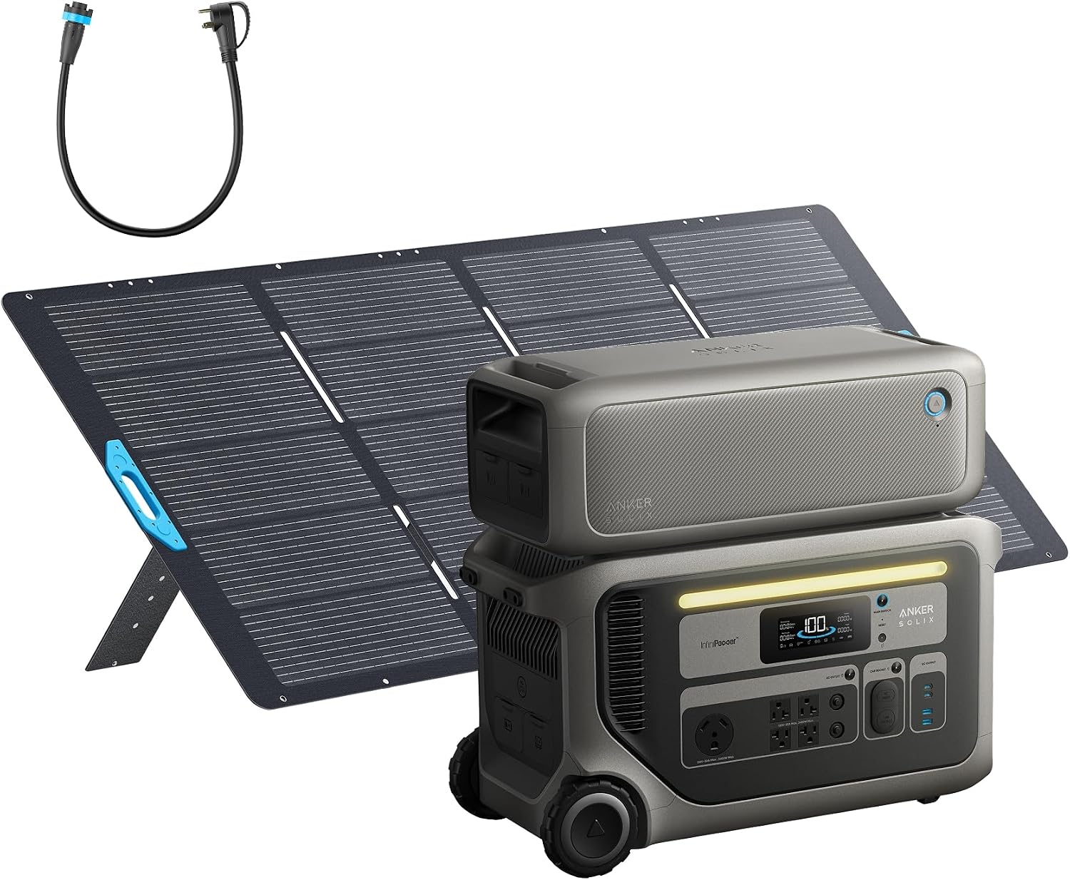 Anker SOLIX F3000 Portable Power Station and Expansion Battery with 400W Solar Panel，3,072Wh, 6,000W Recharging, Solar Generators for Home Use, For Power Outages, Camping, RVs, Emergencies