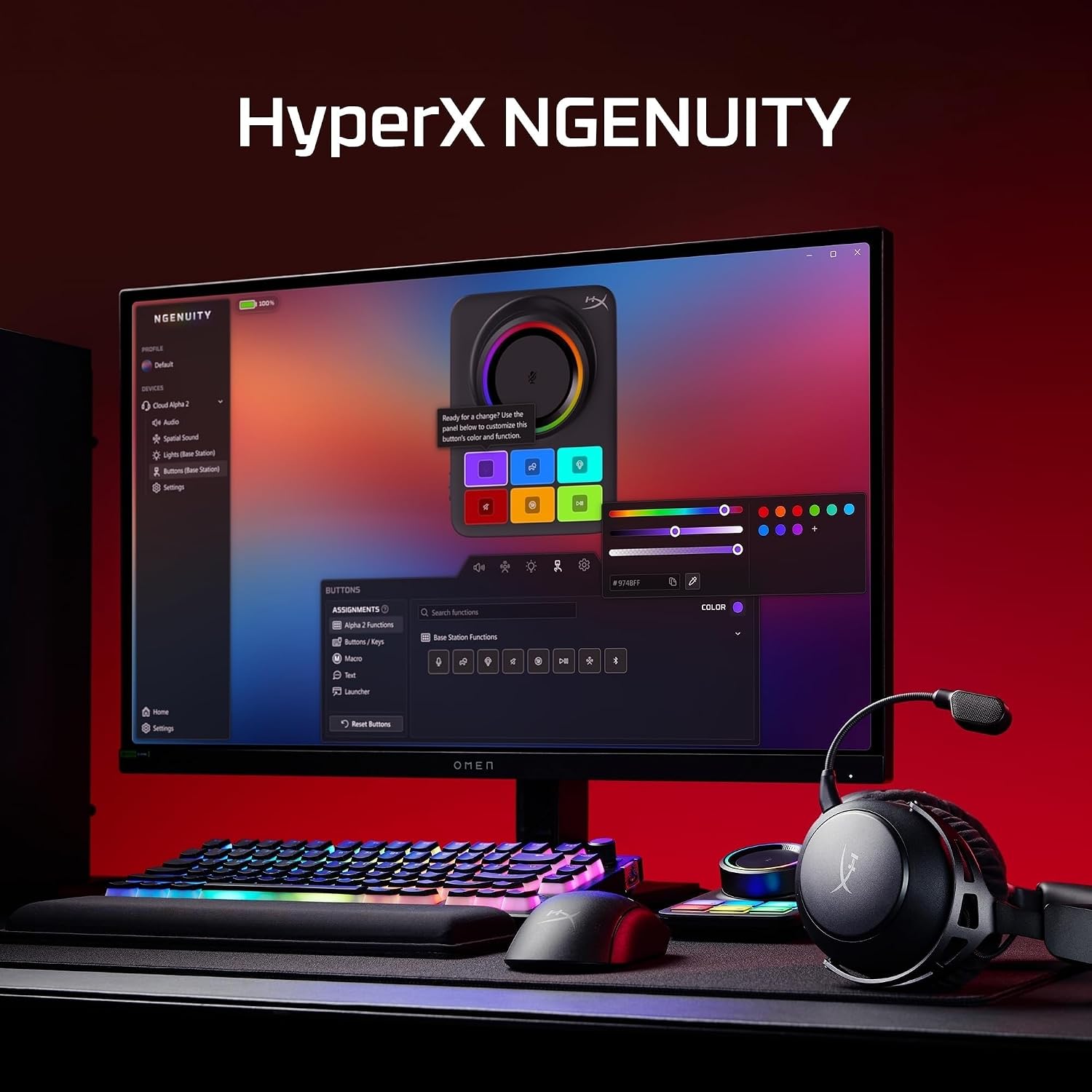 HyperX Cloud Alpha 2 – Wireless Gaming Headset with 53mm Dual-Chamber Drivers and up to 250 Hours Battery Life, RGB Base Station, Simultaneous 2.4GHz & Bluetooth - Black