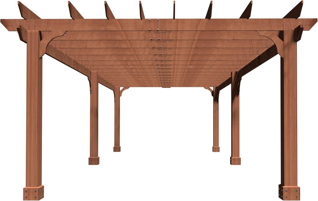 MUPATER 12x20 FT Cedar Wooden Pergola Gazebo for Patio, Stakes Included, Quality Supported Structure, Snow and Wind Supported, Outdoor Pergola Garden Shelter Cedar Framed for Backyard, Deck, Garden