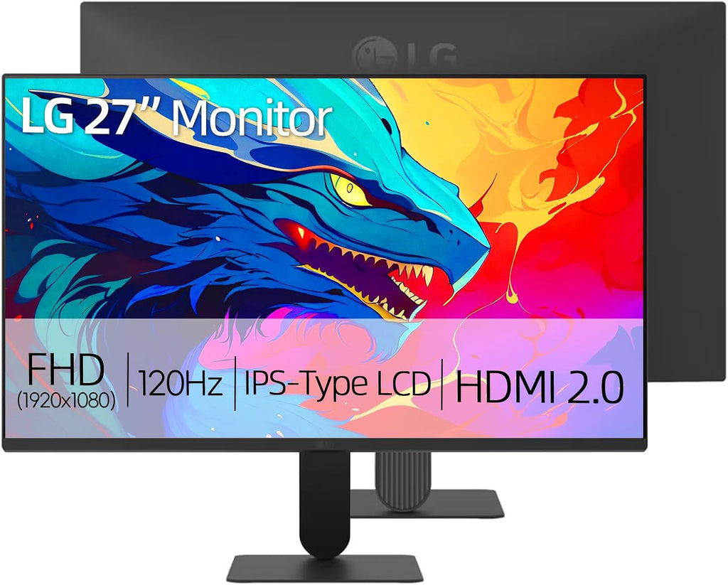 LG 27' Full HD (1920 x 1080) IPS Monitor, 120Hz, 1ms MBR, HDR10, sRGB 99%, AMD FreeSync, Black Stabilizer, Tilt Adjustable Stand