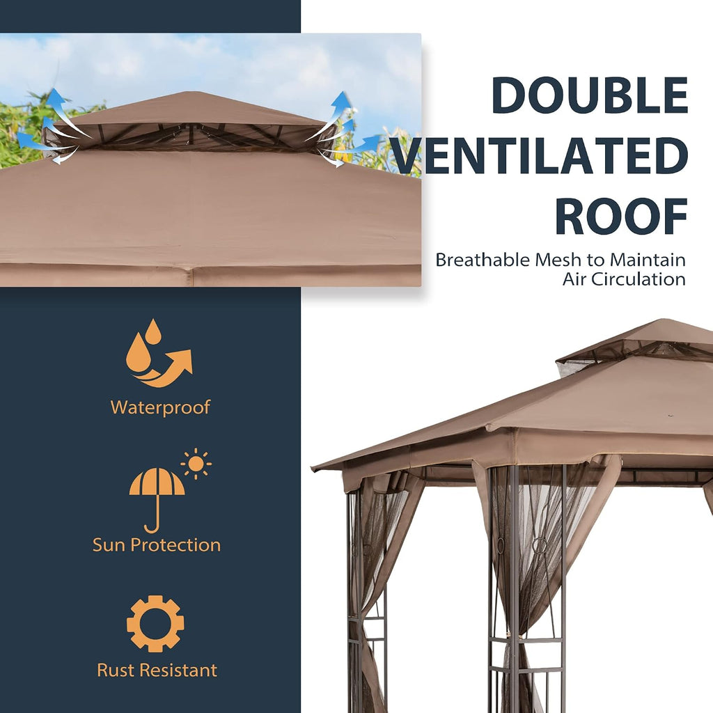 HAPPATIO 10' X 12' Outdoor Patio Gazebo, Outdoor Canopy Gazebo for Garden