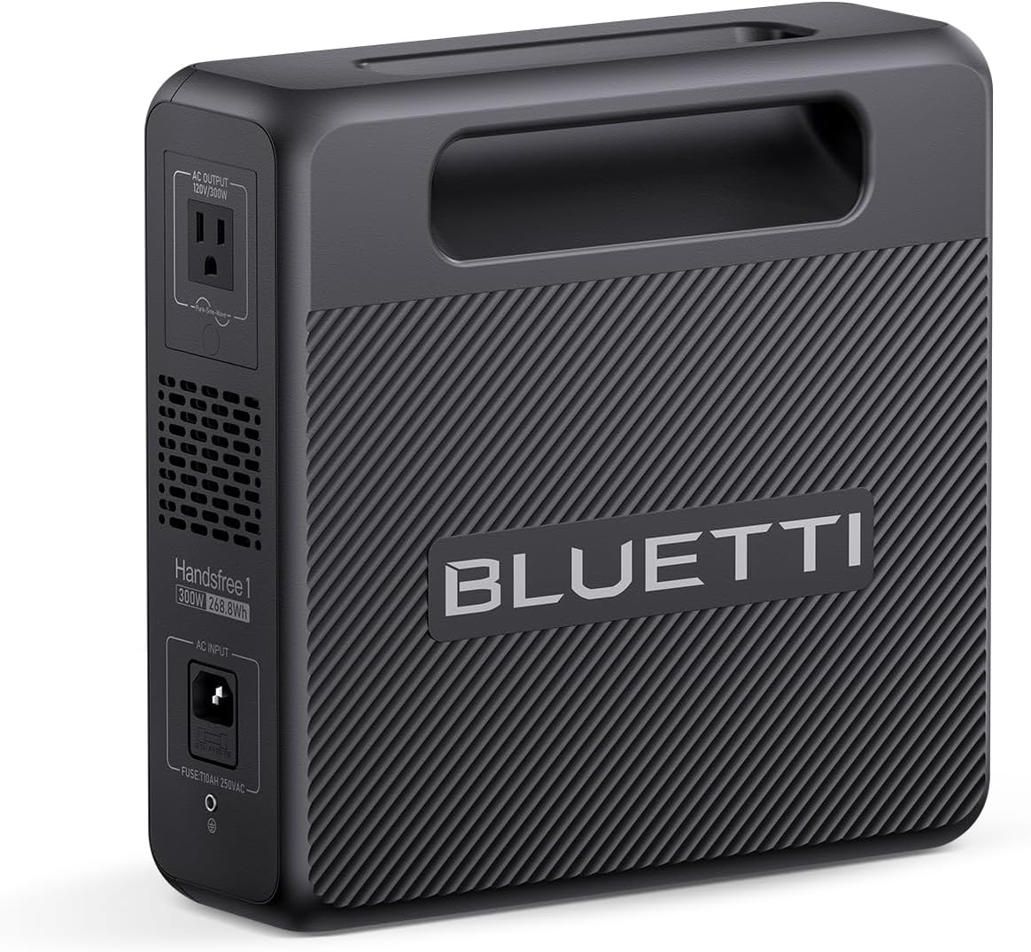 BLUETTI Handsfree 1 Portable Power Station, 268.8Wh 300W Solar Generator, 5 Output Ports, LiFePO4 Battery Backup for Camping, Drones, Photography (Backpack Not Included)