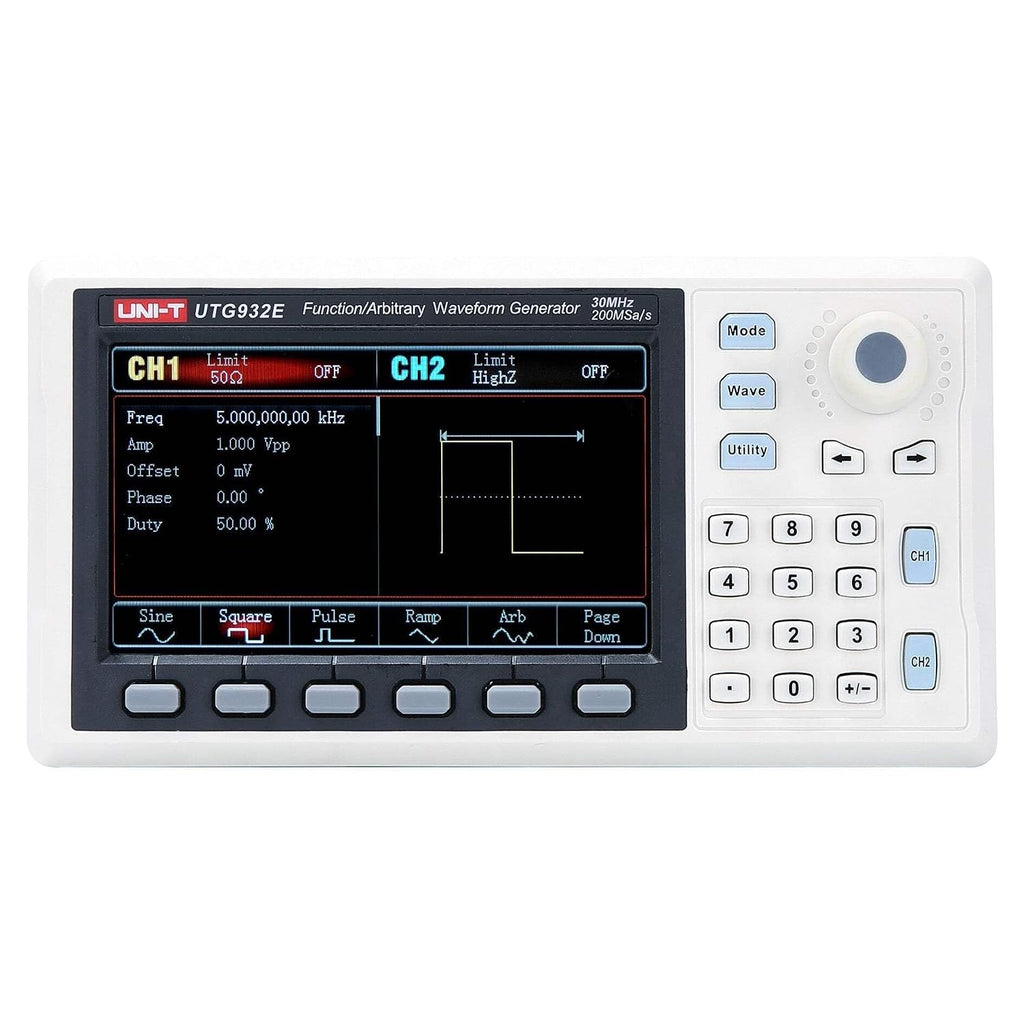 UNI-T UTG932E Function Generator Arbitrary Waveform 60 MHz Dual-Channel 200MSa/s 14 Bits Frequency Meter with USA Power Adapter USB Cable Power Cord(UTG932E 30 MHz 2ch)