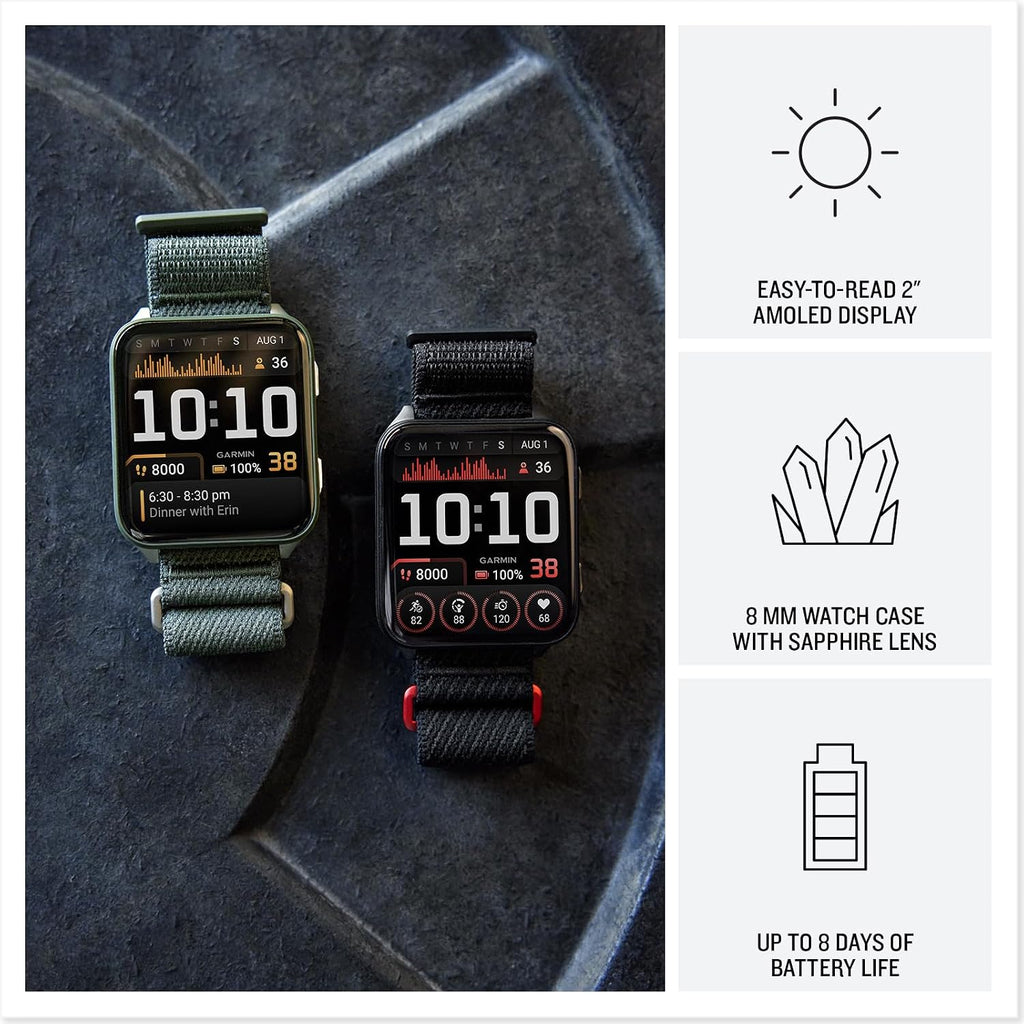 PlayBetter Garmin Venu X1 (Black/Slate Titanium) Fitness GPS Smartwatch Bundle - 2' Thin AMOLED Display, Advanced Health and Fitness 5000mAh Portable Charger & HD Screen Protectors
