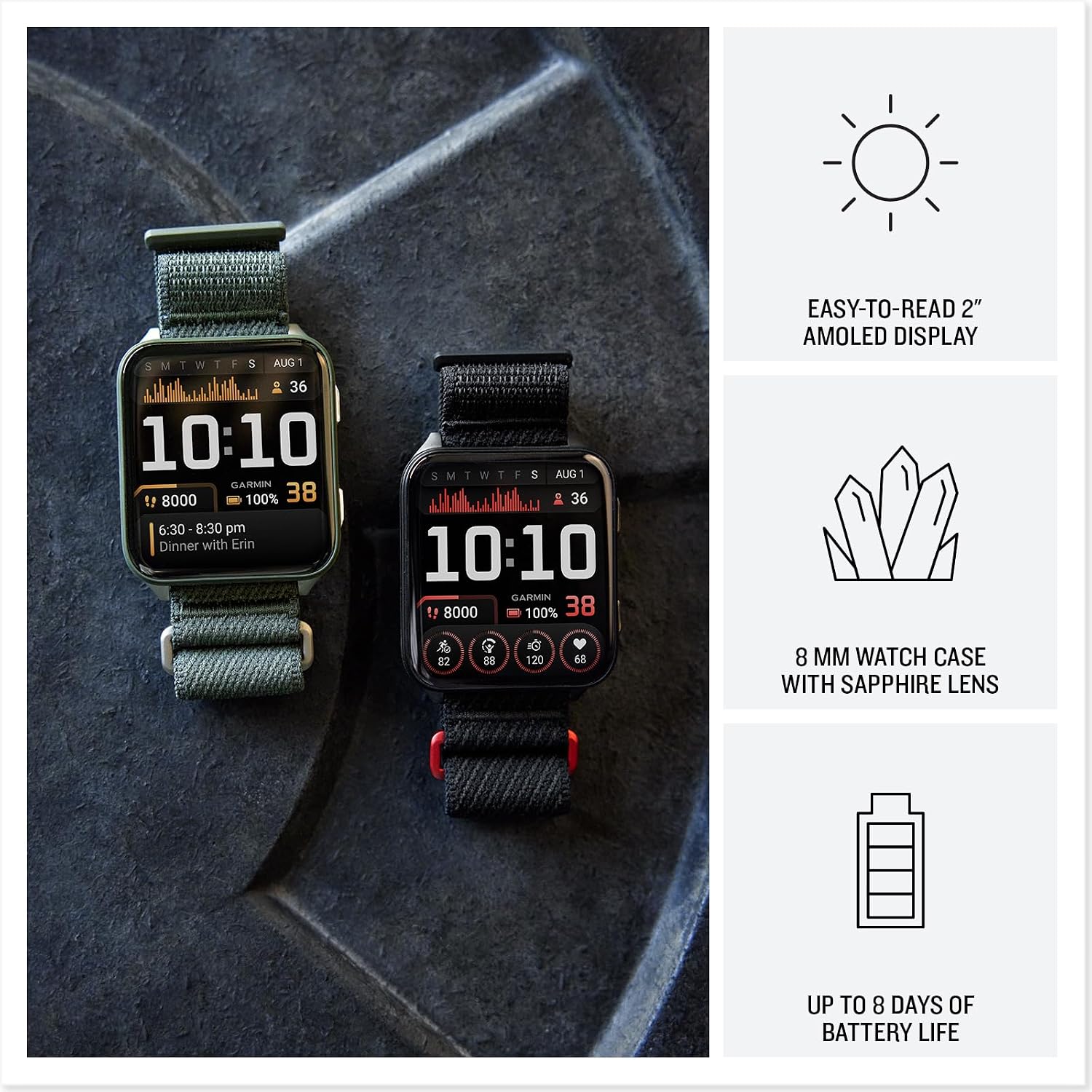 PlayBetter Garmin Venu X1 (Black/Slate Titanium) Fitness GPS Smartwatch Bundle - 2' Thin AMOLED Display, Advanced Health and Fitness 5000mAh Portable Charger & HD Screen Protectors