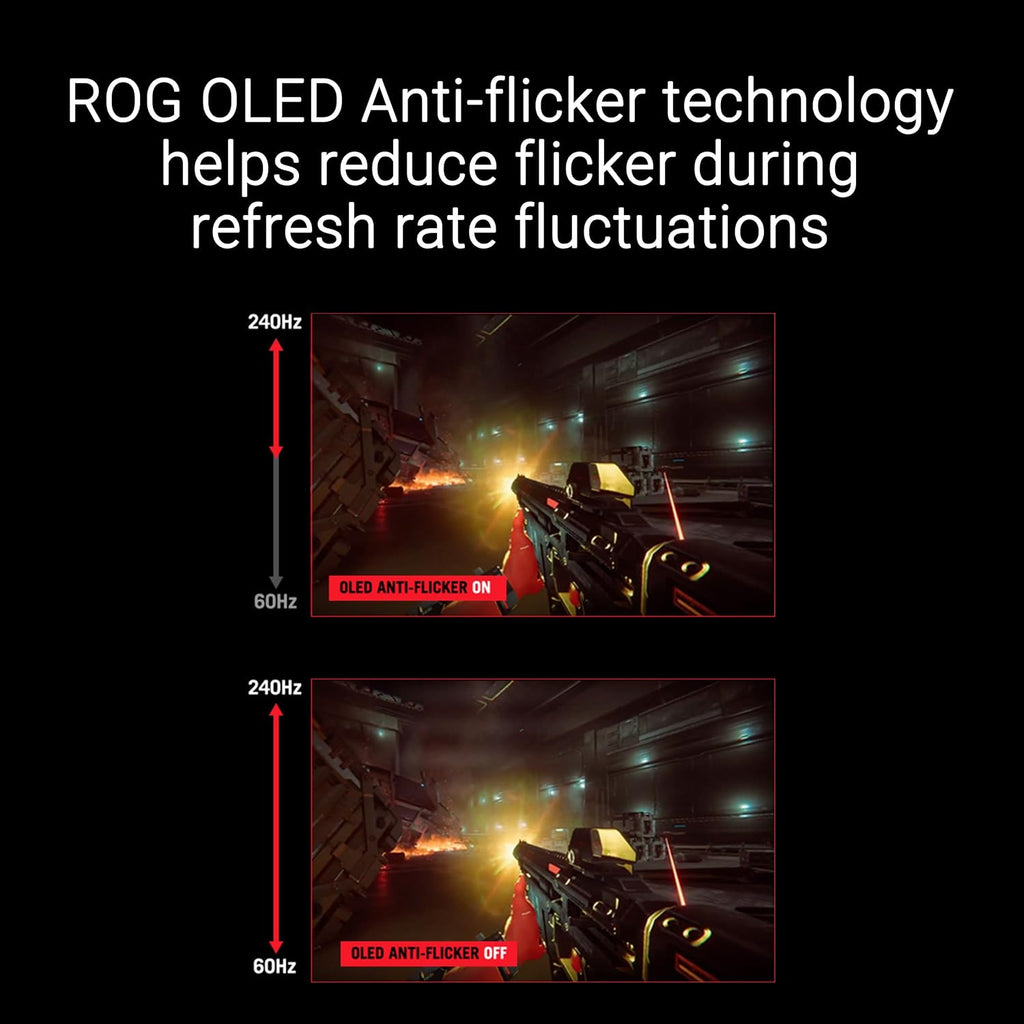 ASUS ROG Swift 27' (26.5' viewable) 1440P OLED DSC Gaming Monitor (PG27AQDM-R) - QHD (2560x1440) 240Hz, 0.03ms, G-SYNC Compatible, 99% DCI-P3, True 10-bit, Monitor Arm Included, 3 yr Warranty