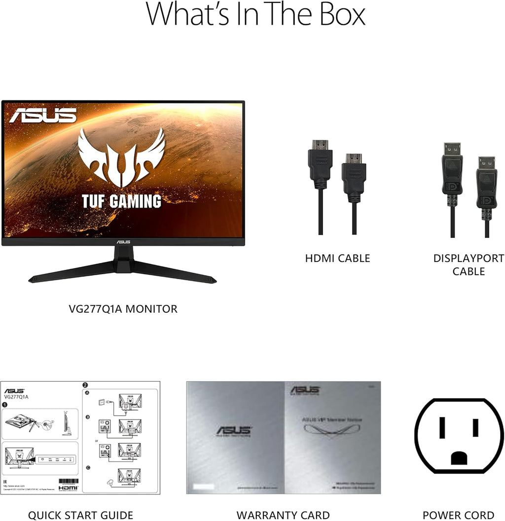 ASUS TUF Gaming 27' 1080P Gaming Monitor (VG277Q1A) - Full HD, 165Hz (Supports 144Hz)(Renewed)