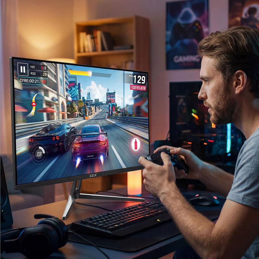 ZZA 27 Inch 4K Gaming Monitor,UHD(3840x2160) 4K 144Hz Flat Monitor, Adaptive Sync,HDMI 2.1 & DP 1.4,Tilt Adjustment PC Monitor, Wall Mountable, for Work, Streaming, and Home Office, Black