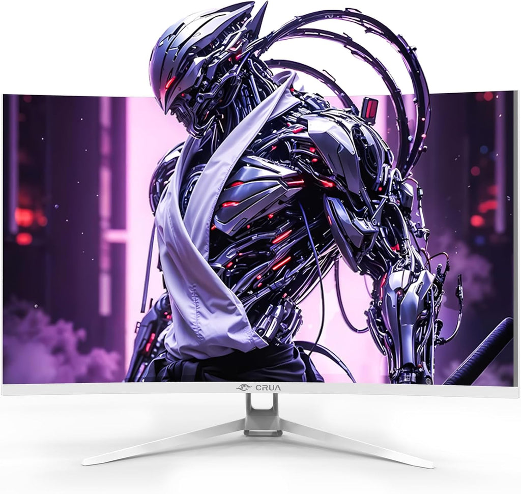 CRUA 32' Curved Gaming Monitor, 4K UHD 3840x2160, 144Hz/160Hz, 1500R VA Display, AMD FreeSync, 120% sRGB, Built-in Speakers,RGB Lighting, HDMI 2.1&DP 1.4, White PC Monitor for Gaming, Streaming & Work