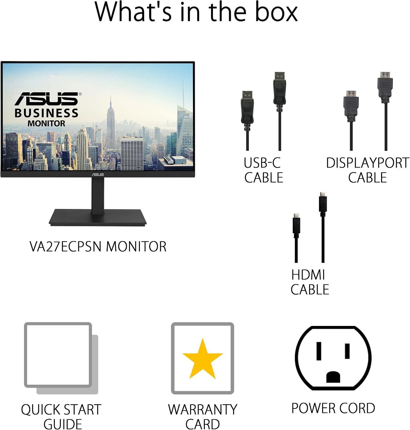 ASUS 27' 1080P Docking Monitor (VA27ECPSN) – Full HD, IPS, 75Hz, Adaptive-Sync, Speakers, Eye Care, Low Blue Light, Flicker Free, RJ45, USB-C, DisplayPort, HDMI, Height Adjustment, VESA Wall Mountable