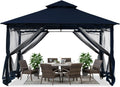 ABCCANOPY Gazebos for Patios 10x12 - Outdoor Steel Frame Gazebo with Mosquito Netting for Lawn Backyard Garden Deck (Navy Blue)