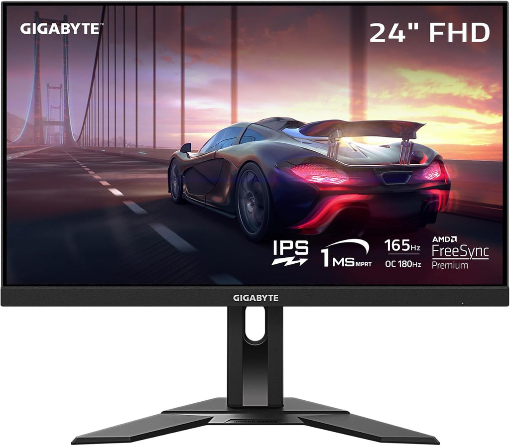 GIGABYTE G24F 2-24' 165Hz/180Hz(OC) 1080P Gaming Monitor, 1920 x 1080 SS IPS Display, 1ms (MPRT) Response Time, 95% DCI-P3, 125% sRGB, 1x DisplayPort 1.2 (HDR Ready), 2X HDMI 2.0, 3X USB 3.2