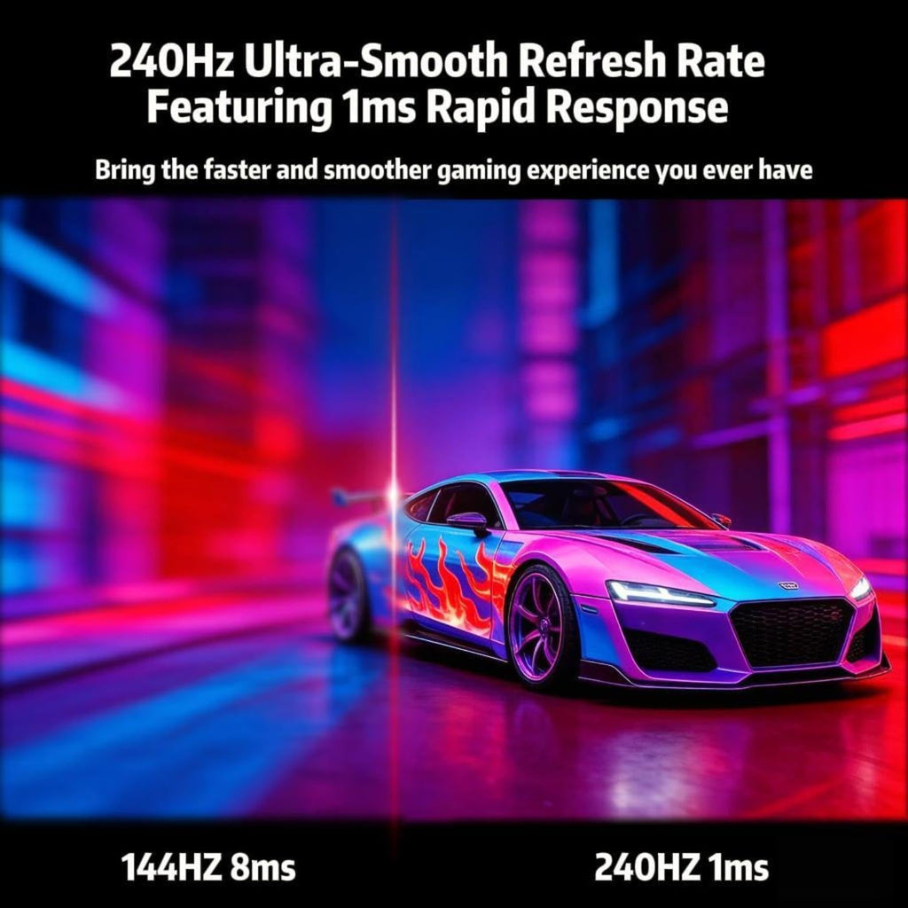 ZZA 32 Inch Curved Gaming Monitor 240Hz Curved Monitor Computer Monitor-HDMI DP USB Headphone Ports,1080p 1K FHD Ultra Slim Curved Screen with Wide Angle,High Refresh Rate Immersive PS5 Xbox PC Gaming