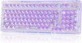 KiiBoom Phantom 98 Crystal Mechanical Gaming Keyboard, Transparent Keyboard with RGB Backlits, Hot-Swappable, Shine Through Clear Keycaps, 3 Modes Wireless, 8000mAh Battery, NKRO for Win/Mac (Purple)