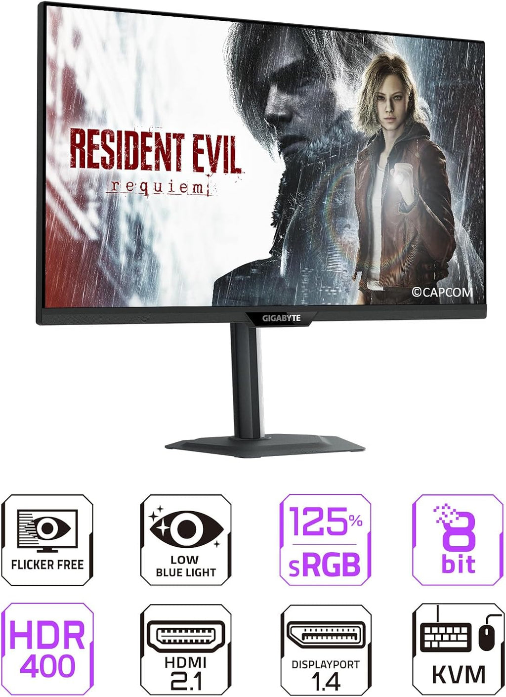 GIGABYTE - M27UP - 27' SS IPS Gaming Monitor - UHD 3840x2160-160Hz - 1ms GTG - AMD FreeSync Premium, G-SYNC Compatible - Dual Mode - Type C KVM - HDMI, DP, Type-C - Height and Tilt Adjustable -Black