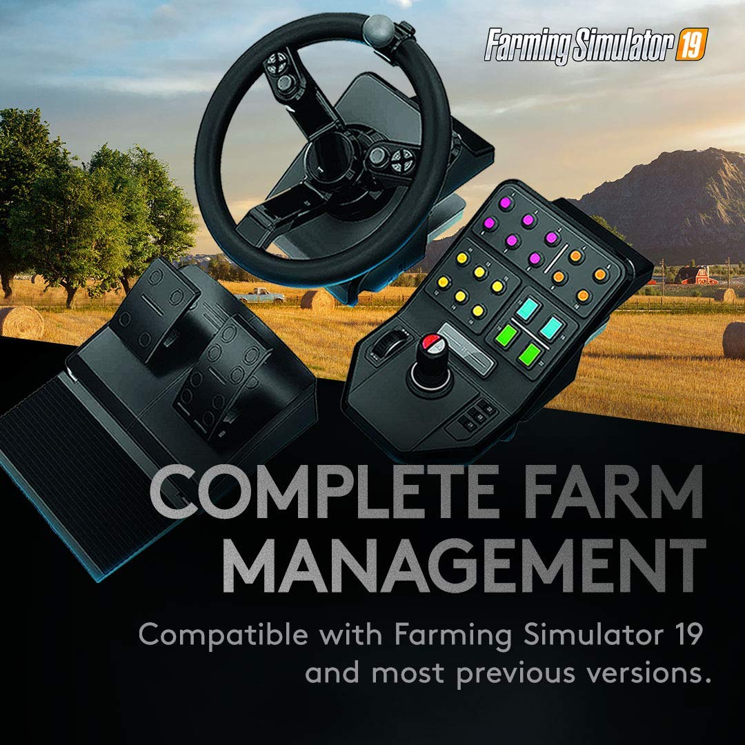 Logitech G Farm Simulator Heavy Equipment Bundle (2nd Generation), Steering Wheel Controller for Farm Simulation 19 (or Older), Wheel, Pedals, Vehicle Side Panel Control Deck for PC/PS4 (Renewed)