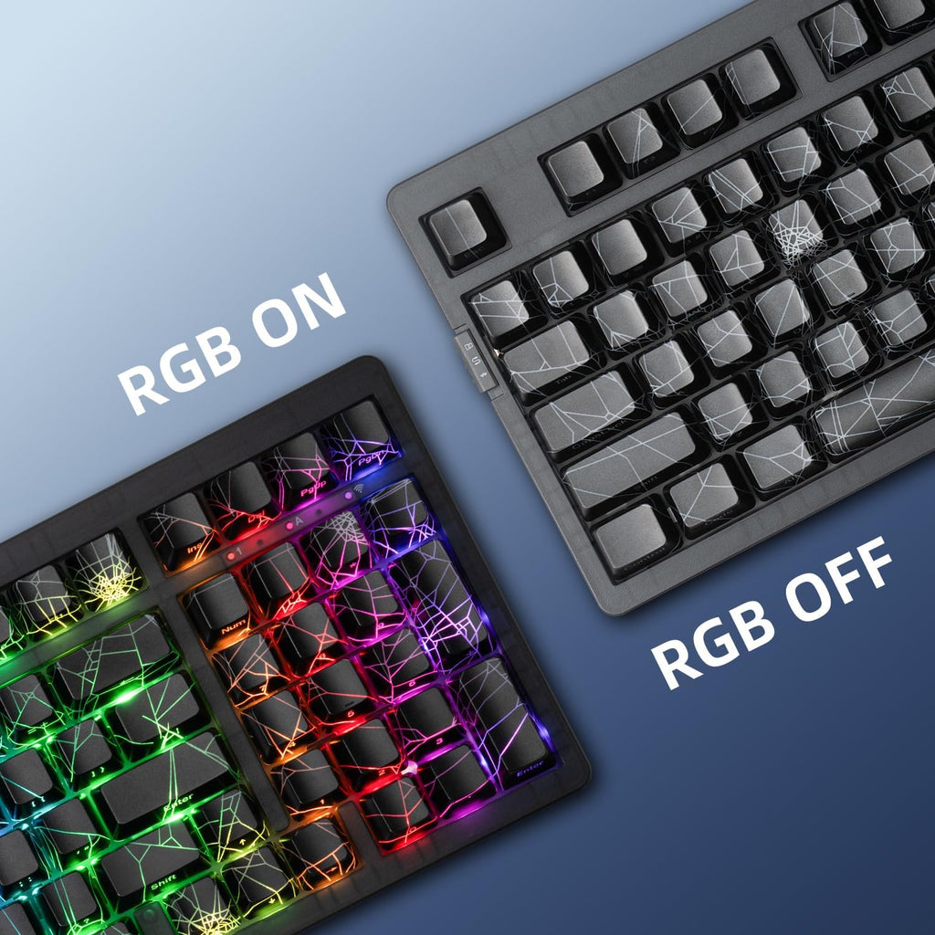 ZORNHER ZH980 Mechanical Keyboard Wireless,95% Creamy Keyboard with Number Pad,Hot-Swappable Custom Gaming Keyboard,Shine Through Spider Web PC,Loud Clicky Blue Switches