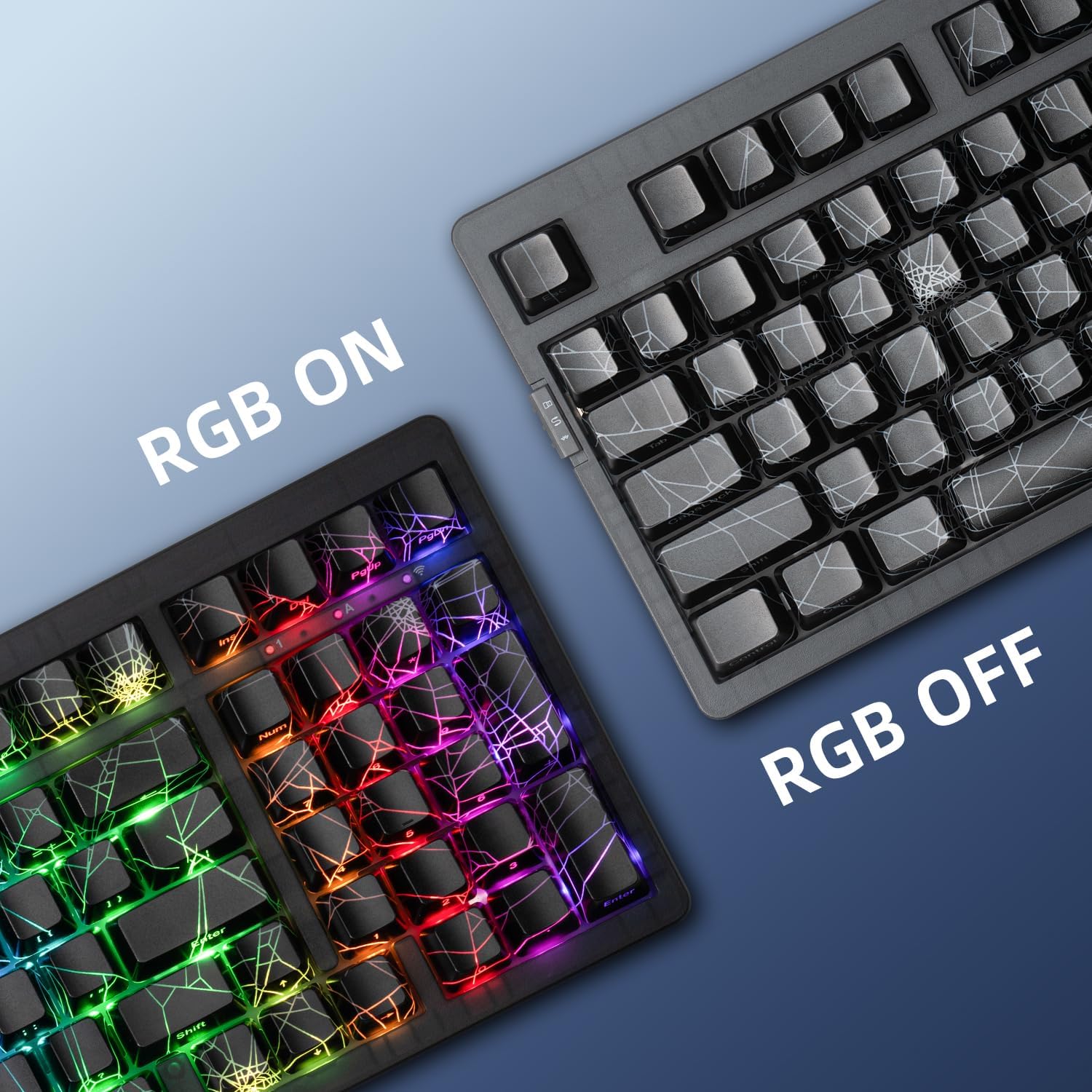 ZORNHER ZH980 Mechanical Keyboard Wireless,95% Creamy Keyboard with Number Pad,Hot-Swappable Custom Gaming Keyboard,Shine Through Spider Web PC,Loud Clicky Blue Switches