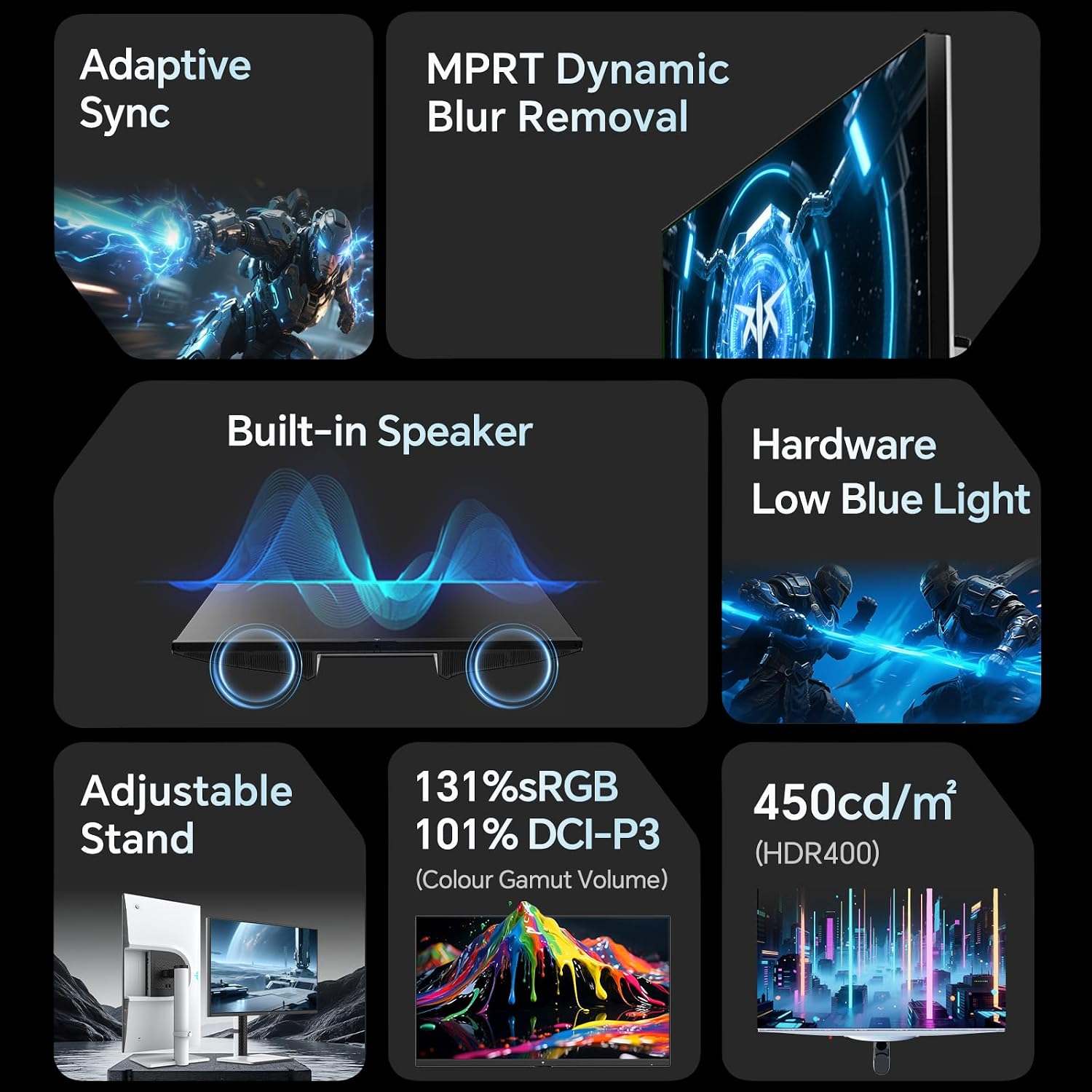 KTC 27 Inch 2K 200Hz Gaming Monitor, QHD 1440P White Monitor with Built-in Speakers, Up to 210Hz, Fast IPS, Adaptive Sync, HDR400, Height/Tilt/Swivel/Pivot Vertical Monitor, H27T6