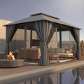 Outdoor Gazebo 10x13 with Double Roof, Patio Gazebo with Netting & Curtain Included. Trapezoidal Support System for Enhanced Stability, Perfect for Patio, Deck, Backyard