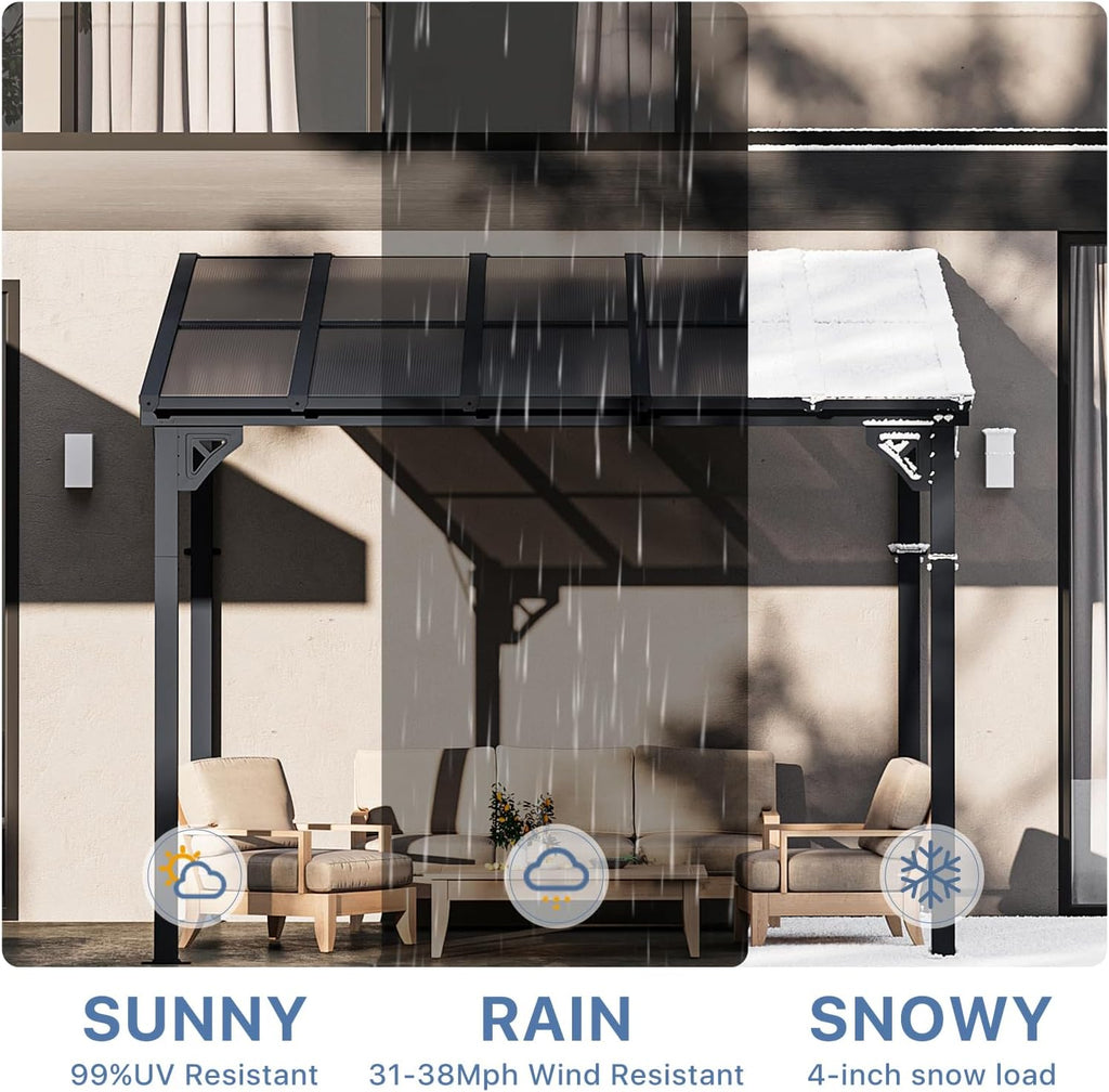 10' x 10' Gazebo for Patio, Gazebo Pergola with Sloped Roof, Large Wall-Mounted Heavy Duty Awnings, for Backyard, Deck, Patio