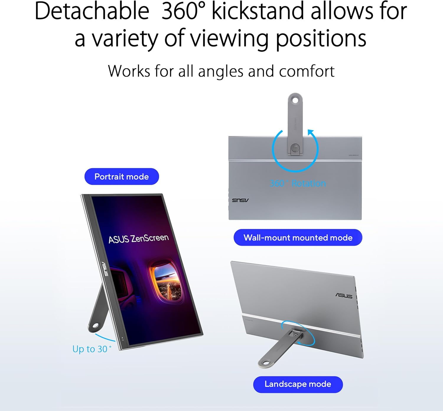 ASUS ZenScreen 16' OLED USB-C portable monitor (MQ16AHE) – Full HD, 100% DCI-P3, 1ms, HDR-10, Mini HDMI, Eye Care, Proximity Sensor, 360° kickstand, Compatible with Laptops, Smartphones, 3 yr warranty