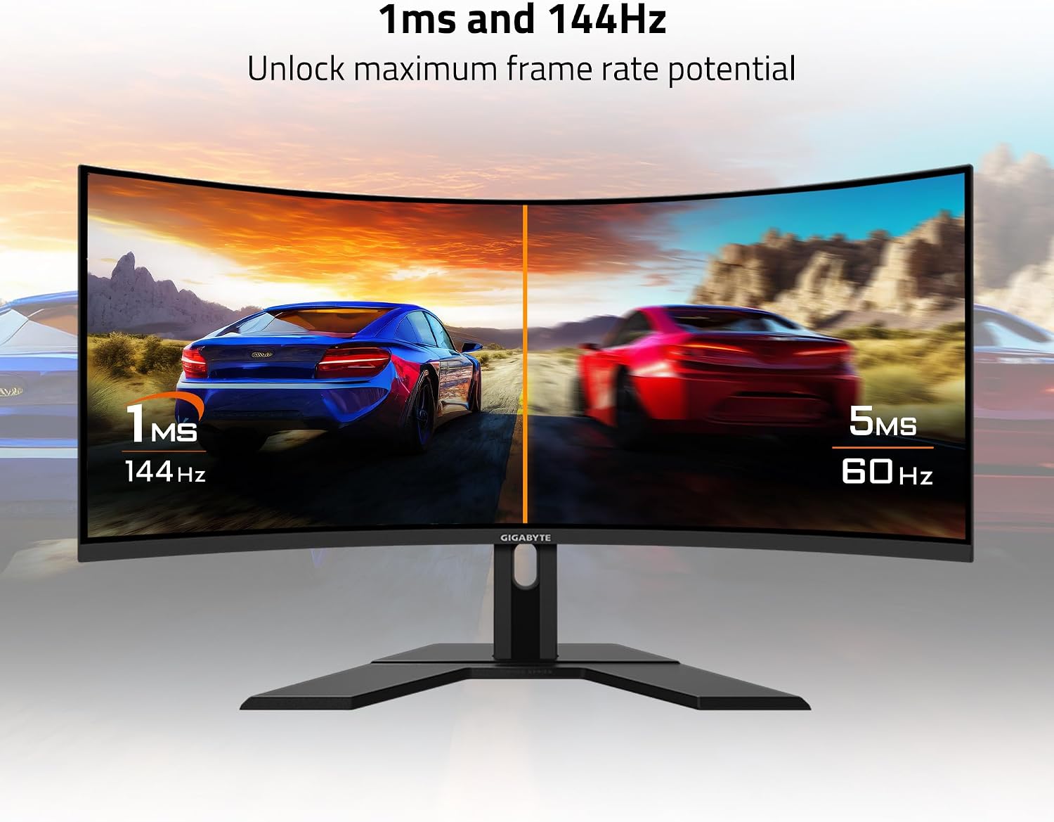 GIGABYTE G34WQC Advanced 34' 144Hz Ultra-Wide Curved Gaming Monitor, 3440 x 1440 VA 1500R Display, 1ms (MPRT) Response Time, 90% DCI-P3, VESA Display HDR400, FreeSync Premium, Black (G34WQC A-SA)