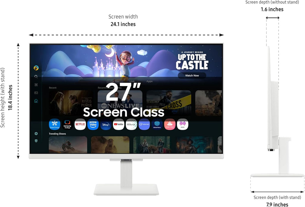 Samsung 27-Inch M5 (M50F) Series FHD Smart Monitor with Streaming TV, Speakers, HDR10, Gaming Hub, Multiple Ports, Workout Tracker, Vision Accessibility Tools, White, LS27FM503ENXZA
