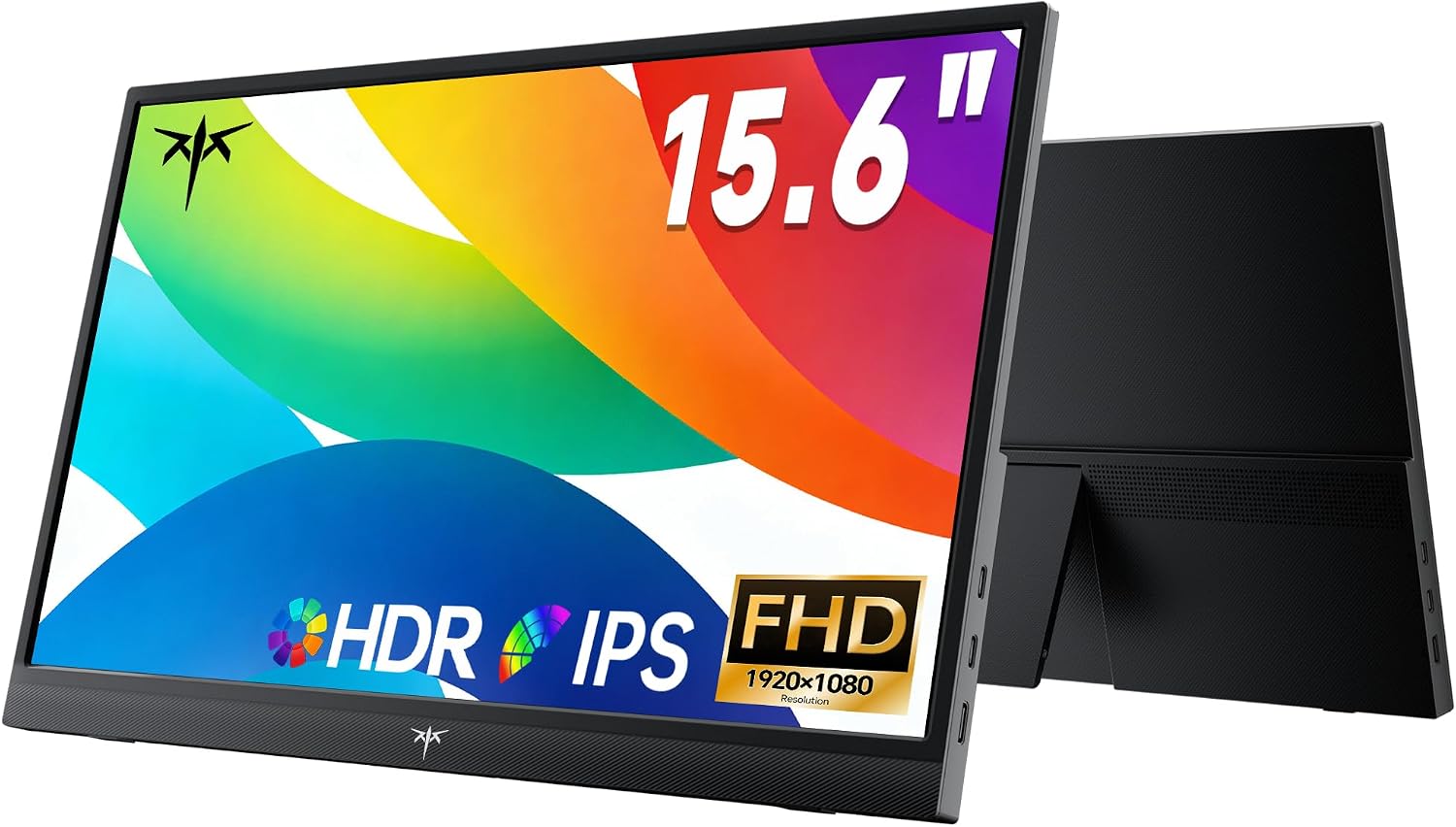 KTC Portable Monitor 15.6 Inch, FHD 1080P Travel Laptop Monitor Extender with USB-C HDMI, Ultra-Slim IPS HDR Display with Speakers, Second Monitor Screen for Laptop Phone Xbox Mac Switch, Black H15F9