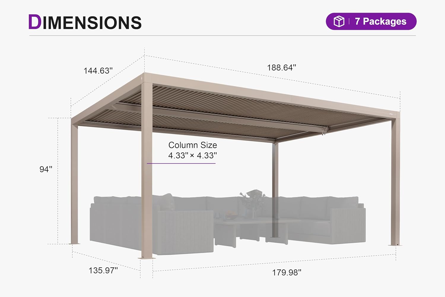 PURPLE LEAF Louvered Pergola 12' × 16' Outdoor Hardtop Gazebo Adjustable Aluminum Sun Shade for Deck Garden Backyard Patio Retractable Roof Canopy