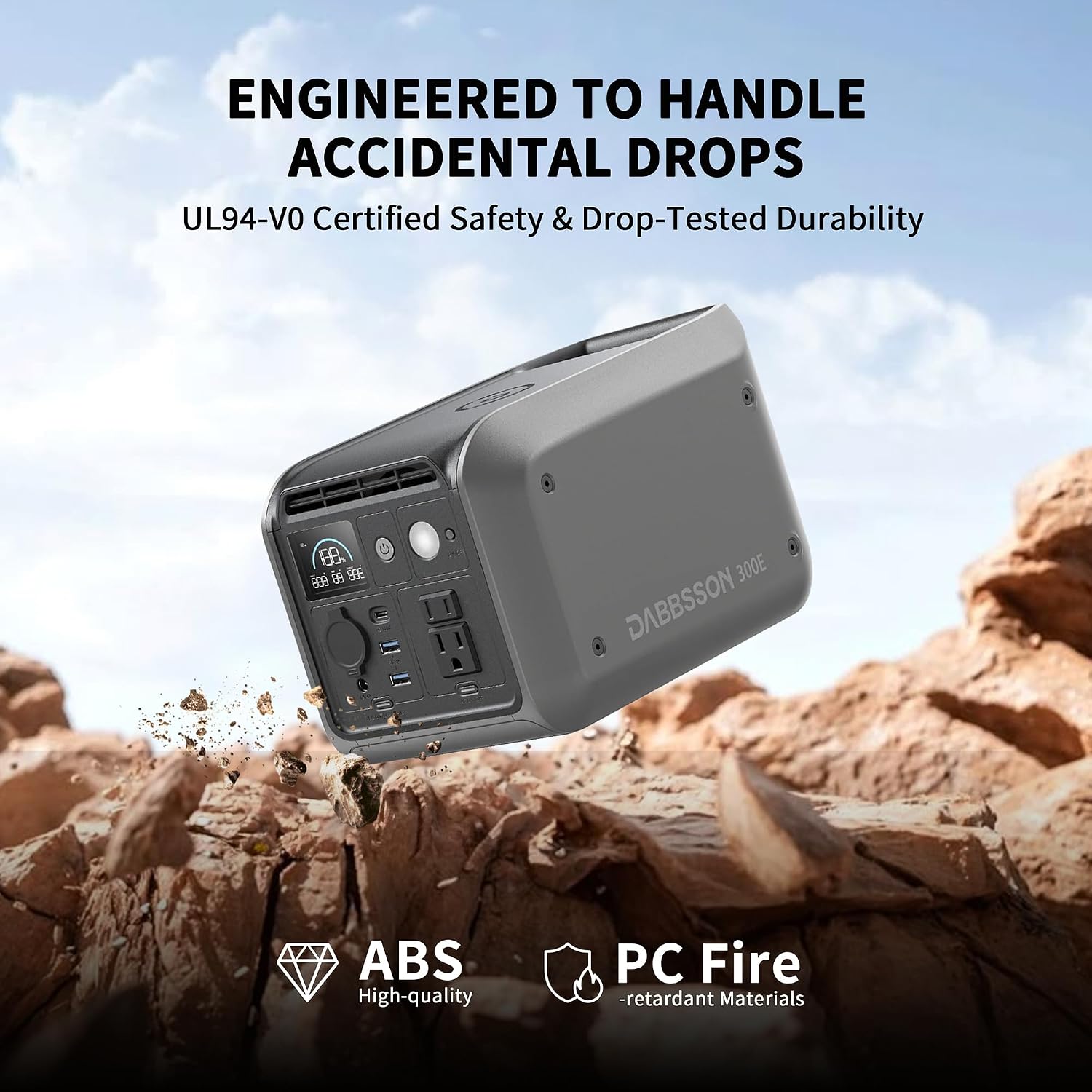 Dabbsson 298Wh Portable Power Station, 300W Solar Generator, 1.5X Extended Runtime,2xPure Sine Wave AC Outlets,60W USB-C, Smart APP, 300E Semi-Solid LiFePO4 Battery,for Outdoor Camping, Travel