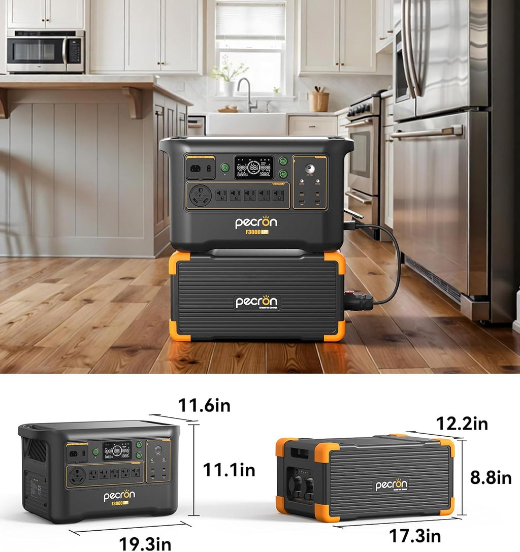 PECRON Portable Power Station F3000LFP, 3072Wh Solar Generator, 3600W LiFePO4 Battery Home Backup, Fast Charging Lithium Battery with 100W USB-C Output for Home, Camping, RV, Emergency