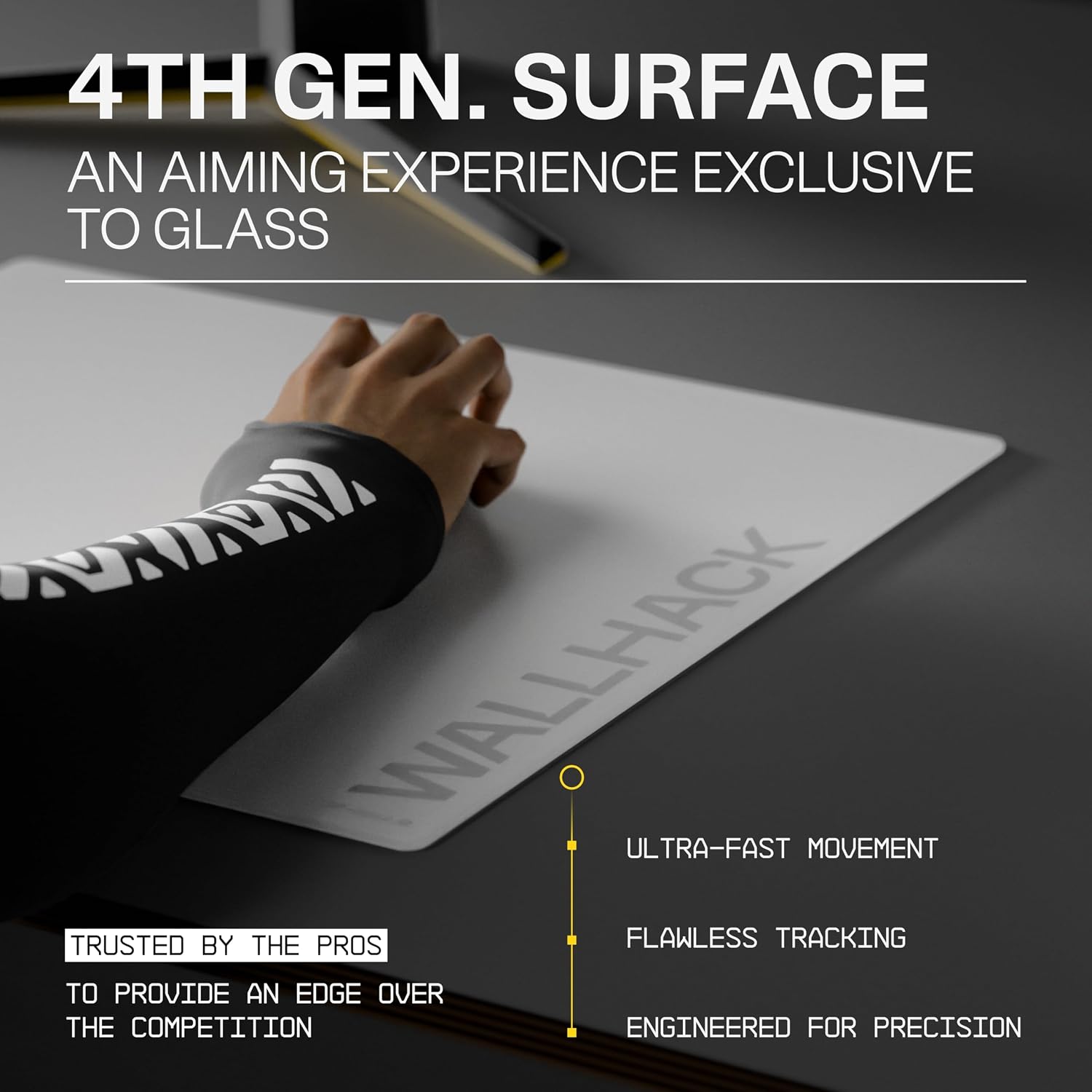 Wallhack SP-004A Glass Gaming Mouse Pad – 4th Gen Micro-Etched Surface, Medium Mousepad for Esports, Ultra-Fast Glide with Stopping Power, Tempered Glass, Durable & Portable, 15.4'x17.7' | White