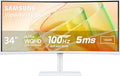 Samsung 34' ViewFinity (S65TC) Series Ultra-WQHD 1000R Curved Computer Monitor, HDR10, 100Hz, AMD FreeSync, Thunderbolt 4, Height Adjustable Stand, Built-in Speakers, Eye Care, LS34C650TANXGO, 2024