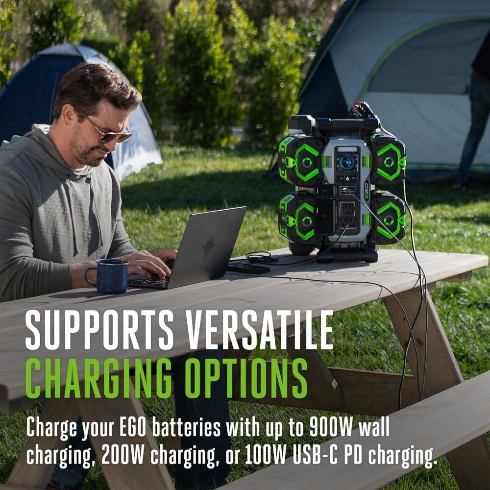 EGO POWER+ Portable Power Station, 1400W, Battery Powered, Inverter Generator for Home and Outdoor, Includes (2) 56V 6.0Ah Batteries and Charger - PST1405-2