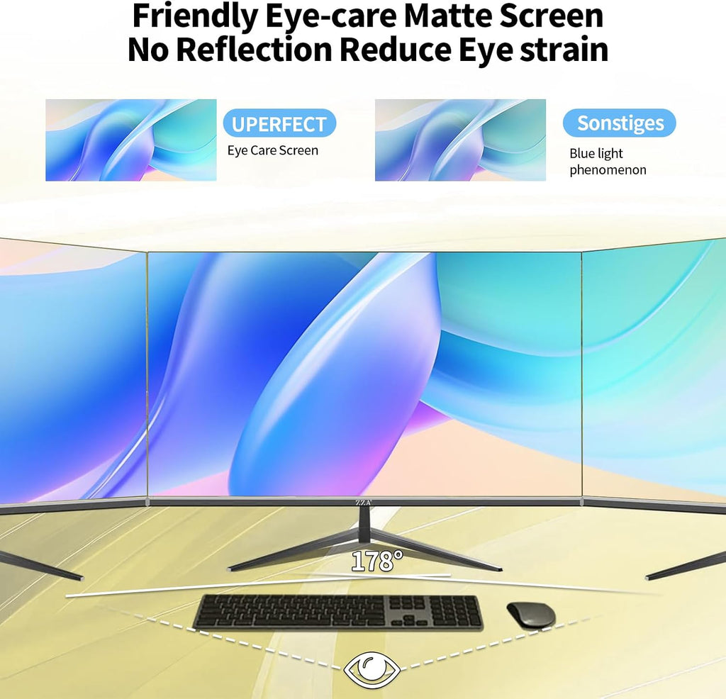 ZZA 32 Inch 4K 1500R Computer Monitor, UHD (3840 x 2160) 60Hz Ultra-Clear Screen, 100% sRGB,Eye Care Screen with HDMI, DisplayPort for Home and Office, VESA(100x100mm)