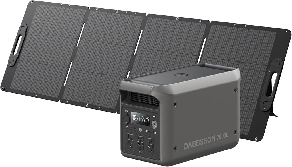 DABBSSON 2048Wh Solar Generator with 210W Solar Panel, Semi-Solid LiFePO4 Battery w/6 2200W AC Output, Compact&Lightweight, Recharge 80% in 1.5 Hr, 2000L Portable Power Station for Camping/Home/RV