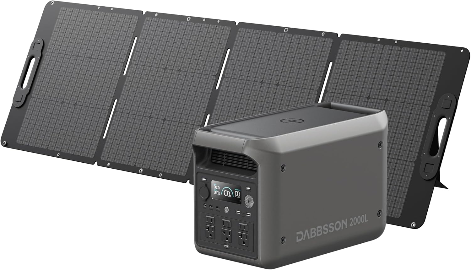 DABBSSON 2048Wh Solar Generator with 210W Solar Panel, Semi-Solid LiFePO4 Battery w/6 2200W AC Output, Compact&Lightweight, Recharge 80% in 1.5 Hr, 2000L Portable Power Station for Camping/Home/RV